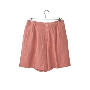 Lizsport Linen Shorts Womens 16 Pink Peach Pink Pleated Liz Sport New
